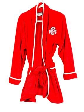 Ohio State Buckeyes Robe Womens Medium Red Plush NCAA Football Lounge Bath Logo
